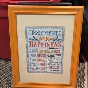 Vibrant Orange Picture Frame with Happiness Theme crosss stitch